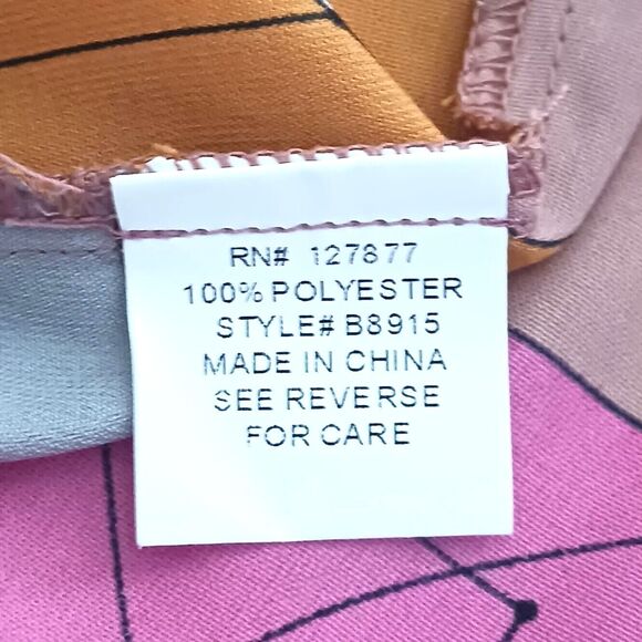 OVI Bright Geometric Mod Print Blouse Balloon Sleeve Sz L - Picture 8 of 8